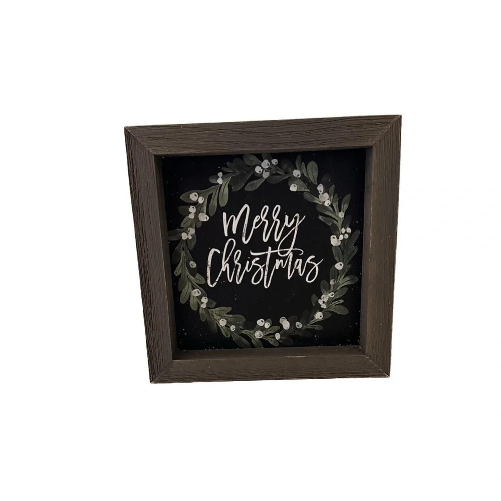 Merry Christmas Wreath Wall Art Framed
